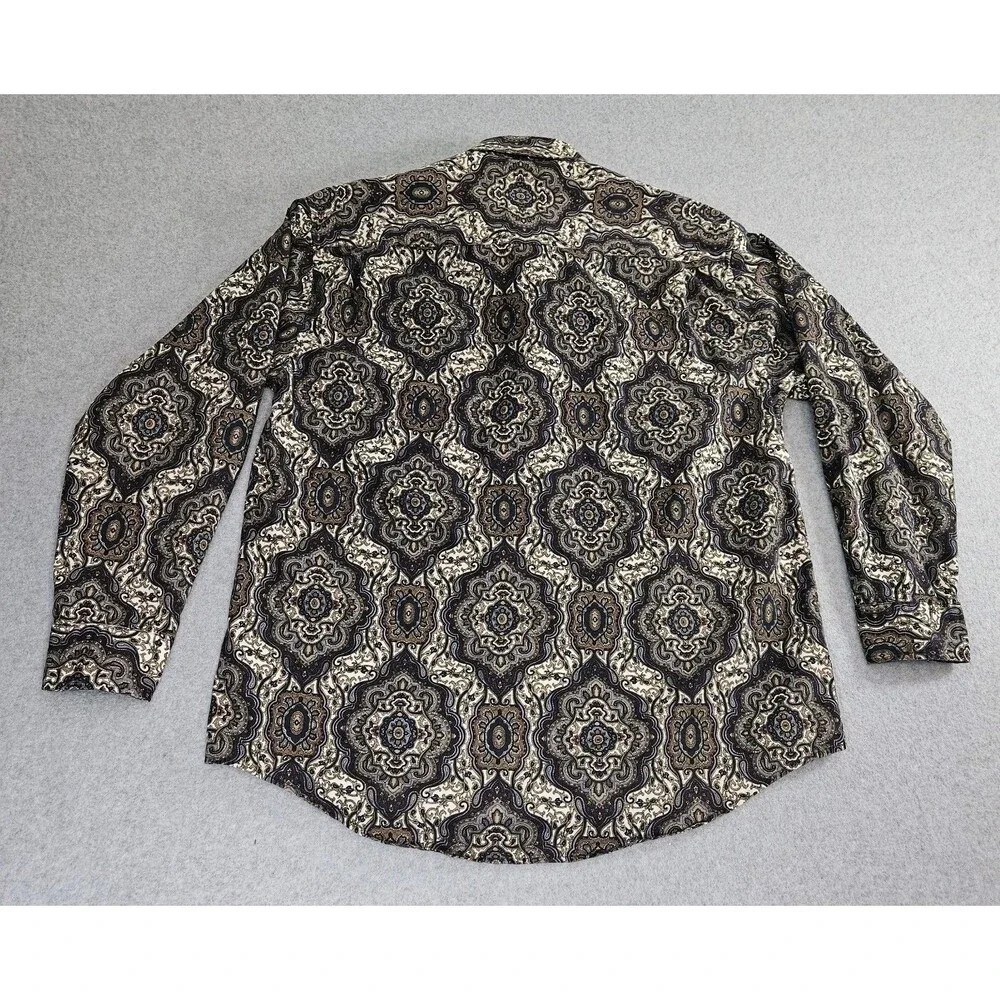 Architect Shirt Mens Sz. M button down long sleeve Geometric browns blues - Picture 5 of 10